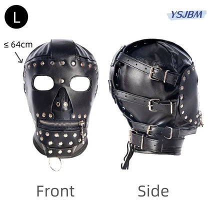 YSJBM Exotic Headgear with Fetish Fully Enclosed Restraint Lockable Zipper Mask Hood for Couple BDSM Bondage Flirting Sex Toys