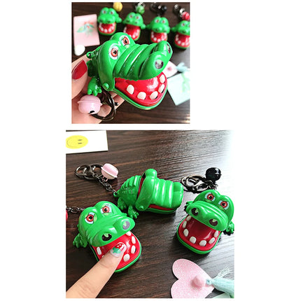 Funny Cute Cartoon Mouth Tooth Alligator Hand Keyring Children's Toy Biting Crocodile Game Keychain Women Men Gift Bag Pendant