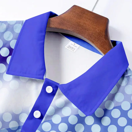 Golf-Themed Gradient Polka Dot Polo Shirt Men's Sports Casual Short-Sleeved Golf Course Exclusive Printed Top