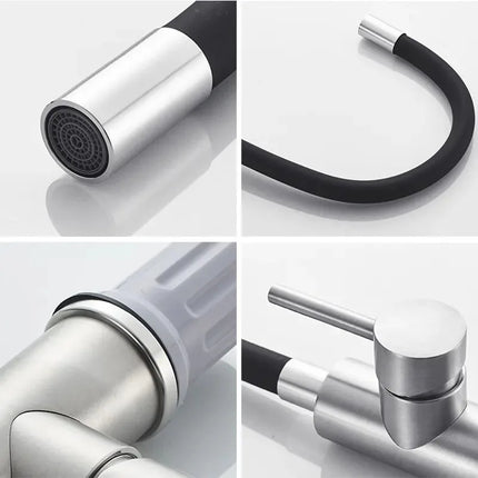 Universal Swivel Black Hose Kitchen Faucet Kitchen Sink Faucet Sink Tap Mounted Deck Bathroom Hot And Cold Water Mixer Crane