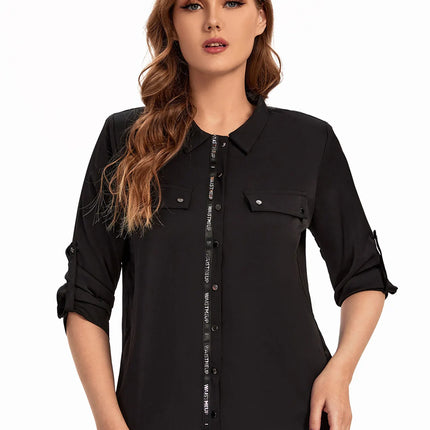 Women Plus Size Woven Spring And Autumn Fashionable Shirt