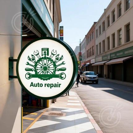 Custom Business Lightbox Sign Advertising Double-Sided Illuminated Personalized Customizable Auto Repair Shop Decor LED Signage