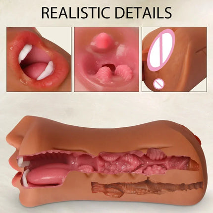 Male Masturbator 3 In 1 Realistic Vagina Sexy Toys For Men Pocket Pusssy Pussy Blowjob Masturbation No Vibrator Adults Sex Goods