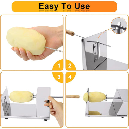 LMETJMA Manual Tornado Potato Spiral Cutter Twisted Potato Slicer Spiral Potato Cutter French Fry Potato Tornado Twister JT309