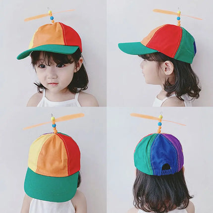 Bamboo Dragonfly Rainbow Sun Cap Funny Adventure Dad Hat Snapback Hat Helicopter Propeller Design for  Boys Girls Adult