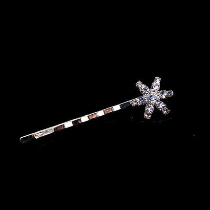 New Geometric Stars Moon Rhinestone Hair Clip Set Snowflake Star Bride Hairpins Women Side Clip Hair Barrettes Hair Jewelry Gift