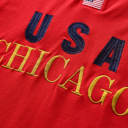 Men's polo shirt America Chicago Royal Leisure sports party cotton embroidered luxury contrast color original design