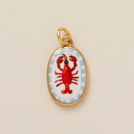 Colorful dopamine pendant with oil droplets, strawberry, crab, heart, shell pattern, color preservation