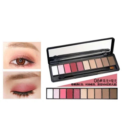 Fashion Eye Makeup Palette Natural Make Up Light 10 Color Nude Eye Shadow Shimmer Matte Eyeshadow Cosmetics Set with Brush