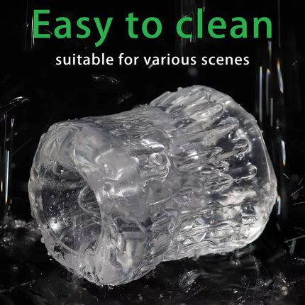 Reusable Male Masturbator Cup Male Masterburbatar Penis Sleeve Sex Toys Transparent Crystal Vagina Textured Tunnel Pocket Pussy