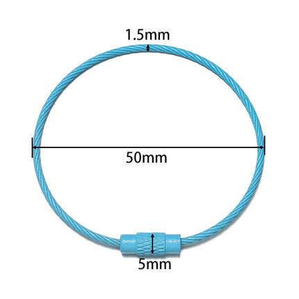 10pcs/lot 50mm Iron Key Ring Colorful Keychain Rings Screw Lock for Jewelry Making Keychain DIY Findings