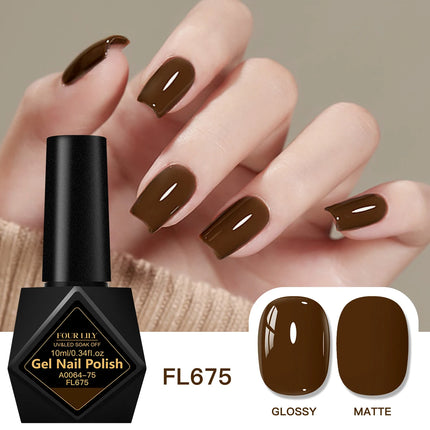 10ml Coffee Brown Gel Nail Polish HEMA TPO FREE Semi Permanent Soak Off UV Gel Varnish Nail Art Decoration Design Nail Supplies