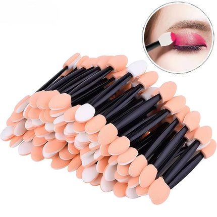 Cute 50/100PCS Disposable Eye Shadow Sponge Applicators Dual Sided with Container Makeup Brushes for Eyeshadow Length