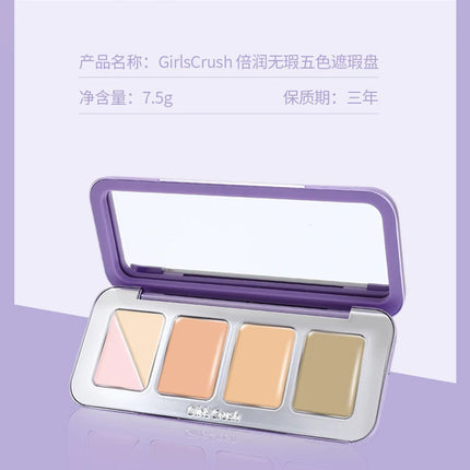 GirlsCrush 5Color Concealer Plate Brighten Lacrimal Groove Covers Acne Black Eye Circles Cream Moisturizer  Face Makeup