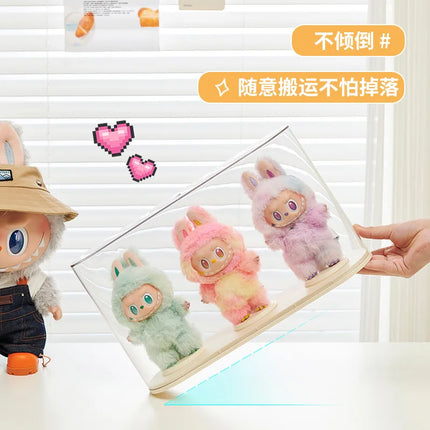 Labubu Display Box Plush Doll Blind Box Display Case Figurine Transparent Storage Box
