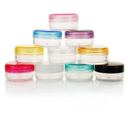 70/105pcs 3ml Empty Plastic Cosmetic Makeup Jar Pots 3g Transparent Sample Bottles Eyeshadow Cream Lip Balm Container with Cap