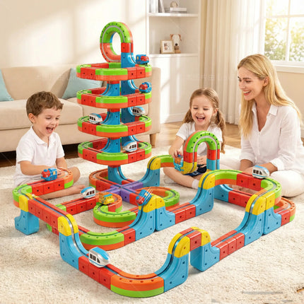 Anti-Gravity Suction Magnetic Track Set Electric Train Toy for Kids DIY Building Blocks Race Track Set Rail Car Birthday Gift