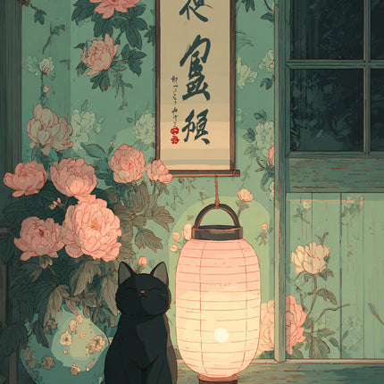 Japandi Black Cat Poster Minimalist Asian Cat Prints Canvas Painting Minimalist Japanese Wall Art Pictures Home Room Decoration
