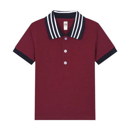 Kids children's T-shirt long sleeved pure cotton white collar boys' polo shirt girls' elementary school students' school uniform