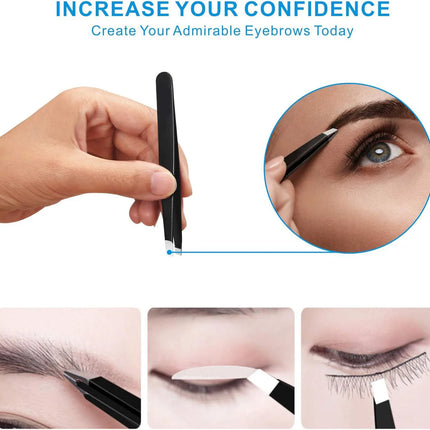 Tweezers Set Stainless Steel Eyebrow Tweezers for Facial Hair Splinter Ingrown Hair Removal Eyelashes Extension Makeup Tools