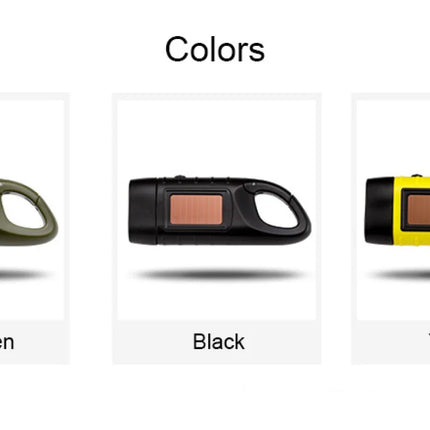 Solar Flashlight Portable Outdoor Hiking Hand Crank Rechargeable Emergency Camping Lights Multi-functional Emergency Light