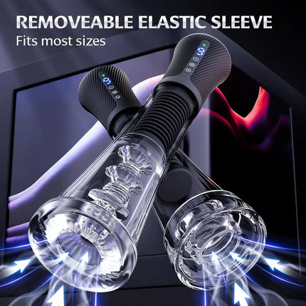 Male Masturbator Penis Pump Enlarger Transparent Visual APP Control Vibrating Vacuum Suction Glans Trainer Sex Toys for Men 18+