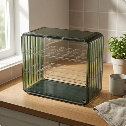 Acrylic Cup Storage Rack Space-Saving Two-Tier Cup Organizer Mug Display Case Shatterproof Tumbler Storage Rack Waterproof