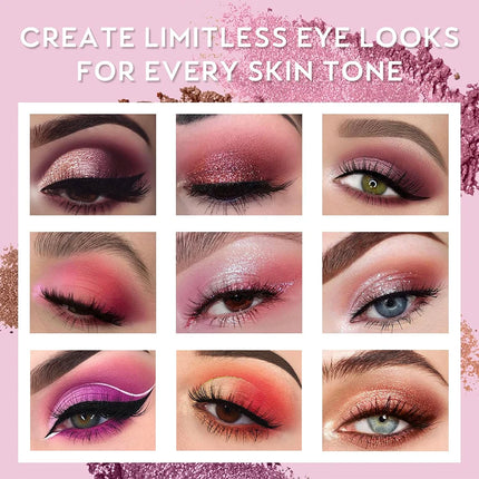 72-Color Pink Eyeshadow Palette, Matte Shimmer & Glitter Blush Tones, Complete Rose Gold Mauve Makeup Set for Daily Party & Gift