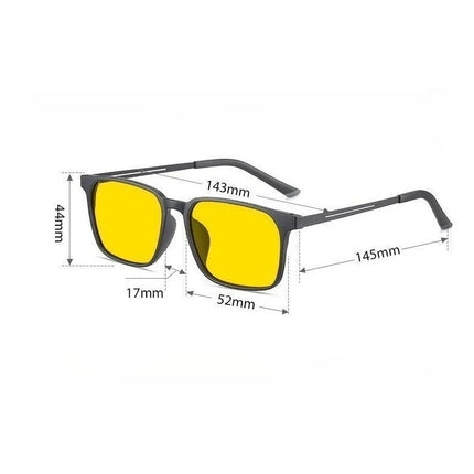 Metal Square Frame Photochromic Night Vision Myopia Glasses Day and Night Dual-Use Driving-Specific Anti-Glare Business Eyewear