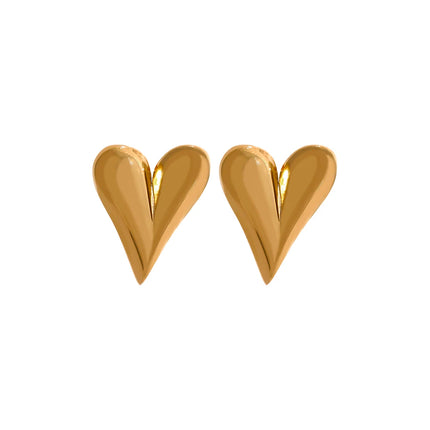 Yhpup Stainless Steel Chic Heart Huggie Hoop Earrings Charm Gold Color Tarnish Free Trendy Fashion Jewelry for Women Bijoux