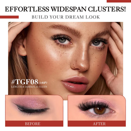 GROINNEYA Lash Clusters Kit Fluffy Volume Eyelash Clusters D Curl Cluster Eyelash Extensions 3D Wispy Lashes Clusters Makeup