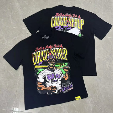 That's A Awful Lot of Cough Syrup Short Sleeve American Street Pop Hip-hop Cartoon Pattern Print Tops COUGH SYRUP T-shirt