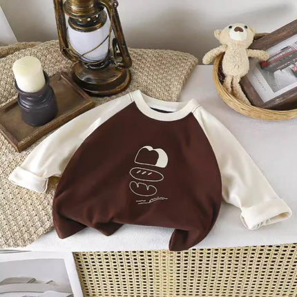 Children's Spring New Top, Boys and Girls Baby Long-Sleeved Casual T-shirt, Round Neck Cartoon Base Shirt for Outdoors