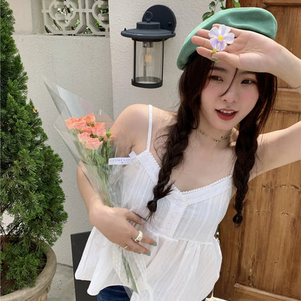 Pure Cotton Mini Strap Vest Women's Youthful Solid Color Versatile Sweet First Love Sle Casual Comfortable Top