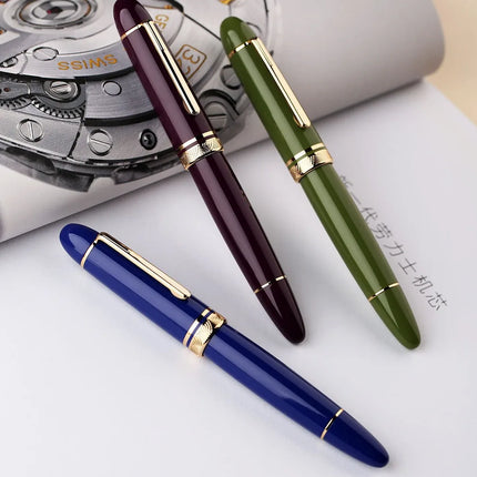 MAJOHN P140 Transparent Fountain Pen Sun Nib Metal Copper Piston Light Resin Body PK X159 9019 Stationery School Supplies