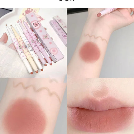 Lovely Sweet Doggie Double-ended Lip Liner Velvet Matte Pearlescent Lipstick For Outline Full Lips Cappuvini Nude Lip Pencil