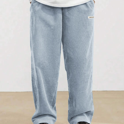 2026 new fashion Men's Corduroy Straight Casual Pants spring autumn Outdoor Streetwear with Drawstring Elastic Waist