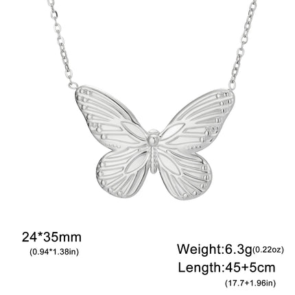 Lucktune Gold Color Butterfly Pendant Necklace Women's Stainless Steel Necklace Fashion Animal Jewelry Party Gifts Wholesale