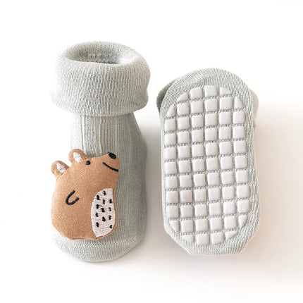 Cute Cartoon Animal Baby Socks for Boy Girl Winter Spring Cotton Bear Duck Anti Slip Soled Newborn Toddler Socks Accesorio Bebe