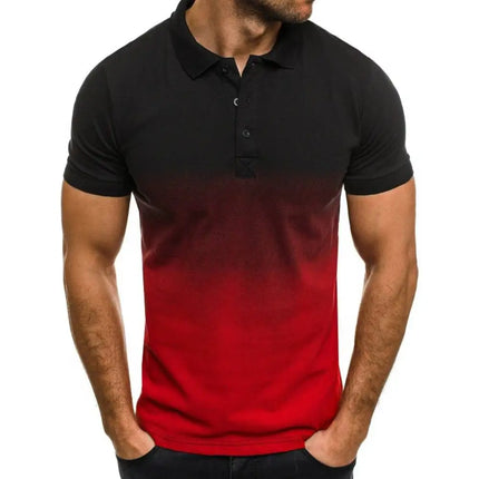 Summer Men's Polo Shirts CZ Ceska Zbrojovka Firearms Men's T-Shirts Short Sleeve Tees Gradient Color Mesh Cotton Lapel Tops S-5XL