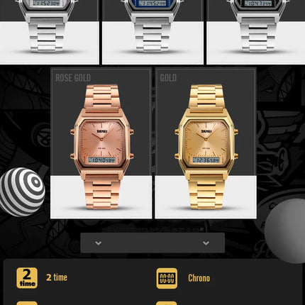 SKMEI Luxury Digital Quartz Watch for Men Sports Chronograph Waterproof Mens Wristwatches Stainless Steel 1612 reloj hombre 1220