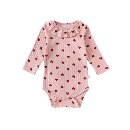 0-24M Heart Print Baby Girl Romper 100% Cotton Newborn Kid Baby Clothes Long Sleeve Jumpsuit Cute Sweet Princess Outfit