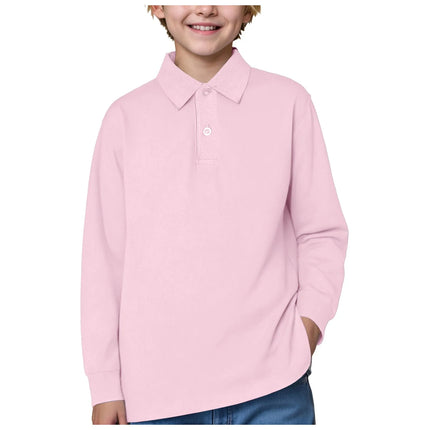 2-17 Y Boys POLO Shirt Teenagers Long Sleeve T-Shirt Children's Cotton School Girls Lapel Tops Solid Color Shirts Kids Clothes