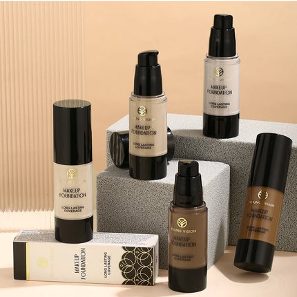 Long-Lasting Waterproof Liquid Foundation with Oil Control & Moisturizing, High Coverage Sweat-Resistant Concealer for Women,