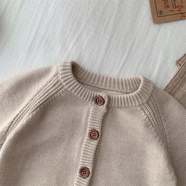 Children Knit Sweater Boys Girls New Autumn Cardigan Kids' Spring Solid Color Casual Coats Toddler Fashion Knit Jackets 0-5Y