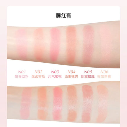 Foreverkey Double Color Blush Plate Water Light Blusher Highlight Cream Long Lasting Natural Brighten Peach Pink Rouge Makeup