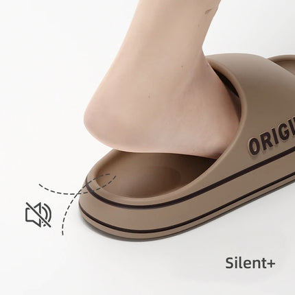 Feslishoet Women Letter Slippers Beach Slides Solid Color Mens Thick Sole Indoor Bathroom Anti Slip Shoes Summer Couple Sandals