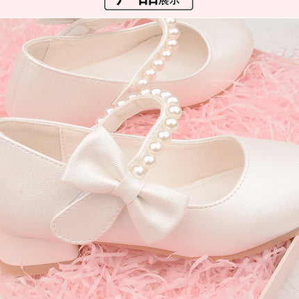 Zapatos Niña KidLeather Shoes 2024 Autumn New Girl High Heel Princess Shoes Bow Single Shoe Mary Jane Shoes Kid Shoe Girl Shoe