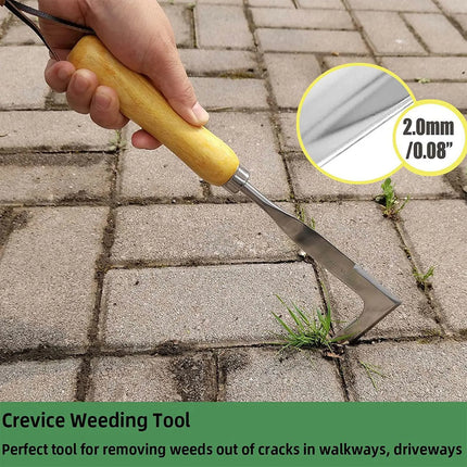 L Shaped Hand Crevice Weeder Root Remover Tool Outdoor Weeder Portable Weed Puller Handled Up Manual Stainless Steel Garden Tool
