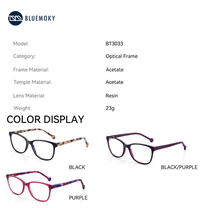 BLUEMOKY Acetate Prescription Eyeglasses Women Retro Progressive/Photochromic Optical Glasses Blue Light Protection Eyewear